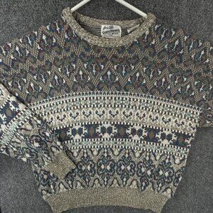 VTG Sears Roebuck Italy Made Sweater Pullover Knit Large Cotton Blend Crew Neck
